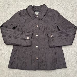 J. Jill Silk Blazer Gray Paisley Women's Small Embroidered Quilted Jacket Preppy